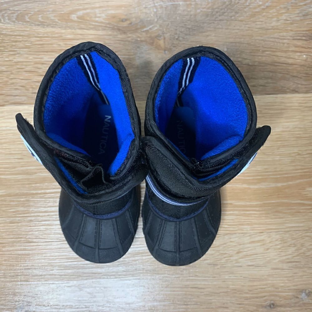 Nautica Port Toddler Size 8 Boy Black Blue Waterproof Snow Boots - Picture 8 of 12